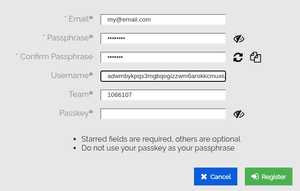 Screenshot showing Folding@Home account creation.
